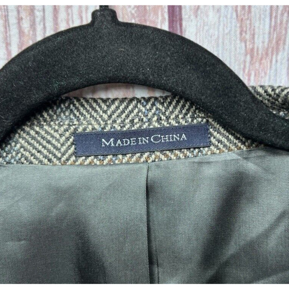 LANDS' END Men's Lambs Wool Herringbone 2 Button Sports Coat Blazer Size 40R - Picture 12 of 12